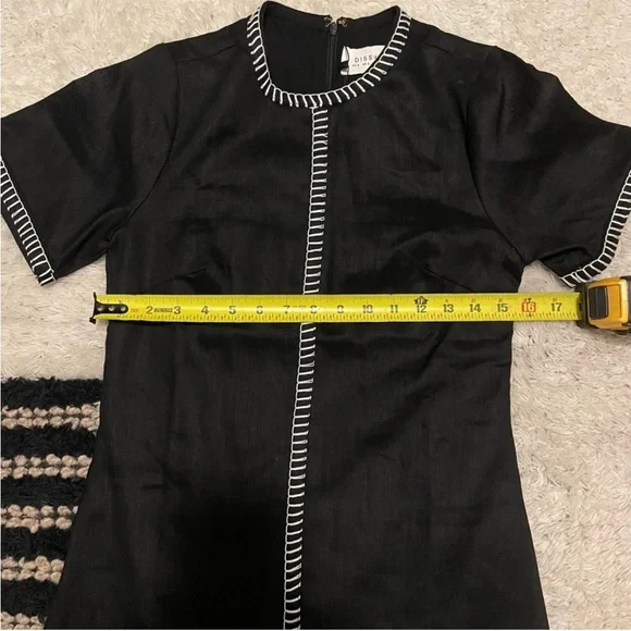 DISSH Bella Black Linen Mini Shift Dress size 4 - Picture 4 of 7